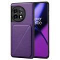 For OnePlus 11 5G Denior Imitation Calf Leather Back Phone Case with Holder(Purple)