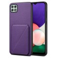 For Samsung Galaxy A22 5G Denior Imitation Calf Leather Back Phone Case with Holder(Purple)