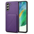 For Samsung Galaxy S21 FE 5G Denior Imitation Calf Leather Back Phone Case with Holder(Purple)