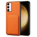 For Samsung Galaxy S23+ 5G Denior Imitation Calf Leather Back Phone Case with Holder(Orange)