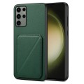 For Samsung Galaxy S23 Ultra 5G Denior Imitation Calf Leather Back Phone Case with Holder(Green)