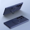 For Samsung Galaxy S24 Ultra 5G Matte Magsafe Magnetic Phone Case with Trolley Holder(Dark Blue)