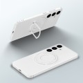 For Samsung Galaxy S24 5G Matte Magsafe Magnetic Phone Case with Trolley Holder(White)
