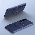 For Samsung Galaxy S24 5G Matte Magsafe Magnetic Phone Case with Trolley Holder(Dark Blue)