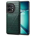 For OnePlus Ace 2 Pro 5G Denior Imitation Crocodile Leather Back Phone Case with Holder(Green)