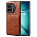 For OnePlus Ace 2 Pro 5G Denior Imitation Crocodile Leather Back Phone Case with Holder(Brown)
