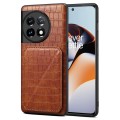 For OnePlus Ace 2 / 11R 5G Denior Imitation Crocodile Leather Back Phone Case with Holder(Brown)