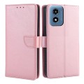 For Motorola Moto G Play 4G 2024 Calf Texture Buckle Flip Leather Phone Case(Rose Gold)
