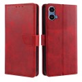 For Motorola Moto G34 5G Calf Texture Buckle Flip Leather Phone Case(Red)