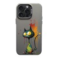 For iPhone 15 Pro Max Color Ink Frosted PC+TPU Phone Case(Big Eyed Cat)