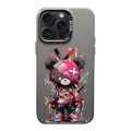For iPhone 15 Pro Color Ink Frosted PC+TPU Phone Case(Black Bear)