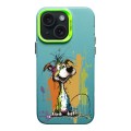 For iPhone 15 Plus Color Ink Frosted PC+TPU Phone Case(Silly Dog)