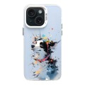 For iPhone 15 Plus Color Ink Frosted PC+TPU Phone Case(Glasses Dog)