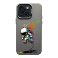 For iPhone 15 Color Ink Frosted PC+TPU Phone Case(Running Astronaut)