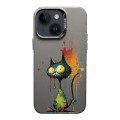 For iPhone 14 Color Ink Frosted PC+TPU Phone Case(Big Eyed Cat)