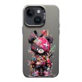 For iPhone 14 Color Ink Frosted PC+TPU Phone Case(Black Bear)