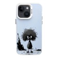 For iPhone 14 Color Ink Frosted PC+TPU Phone Case(Curl Teddy)