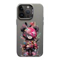 For iPhone 14 Pro Color Ink Frosted PC+TPU Phone Case(Black Bear)