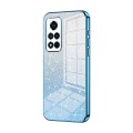 For Honor V40 Gradient Glitter Powder Electroplated Phone Case(Blue)