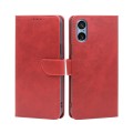 For Sony Xperia 5 V Calf Texture Buckle Flip Leather Phone Case(Red)