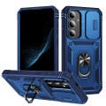 For Samsung Galaxy S24 5G Sliding Camshield TPU + PC Phone Case with Holder(Navy Blue)