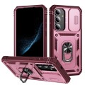 For Samsung Galaxy S24+ 5G Sliding Camshield TPU + PC Phone Case with Holder(Pink+Rose Red)