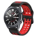 For Samsung Galaxy Watch 6 / 6 Classic Dual-row Hole Two Color Silicone Watch Band(Black Red)