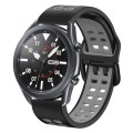 For Samsung Galaxy Watch 6 / 6 Classic Dual-row Hole Two Color Silicone Watch Band(Black Grey)