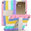 For Samsung Galaxy Tab A9+ / X210 PC Hybrid Silicone Tablet Case with Holder(Colorful Pink)