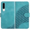 For Huawei P30 YX0060 Elephant Head Embossed Phone Leather Case with Lanyard(Light Blue)