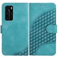For Huawei P40 YX0060 Elephant Head Embossed Phone Leather Case with Lanyard(Light Blue)