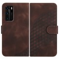 For Huawei P40 YX0060 Elephant Head Embossed Phone Leather Case with Lanyard(Coffee)