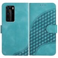 For Huawei P40 Pro YX0060 Elephant Head Embossed Phone Leather Case with Lanyard(Light Blue)