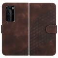 For Huawei P40 Pro YX0060 Elephant Head Embossed Phone Leather Case with Lanyard(Coffee)