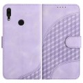 For Huawei Y7 2019 YX0060 Elephant Head Embossed Phone Leather Case with Lanyard(Light Purple)