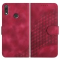 For Huawei Y9 2019 YX0060 Elephant Head Embossed Phone Leather Case with Lanyard(Rose Red)