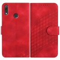 For Huawei Y9 2019 YX0060 Elephant Head Embossed Phone Leather Case with Lanyard(Red)