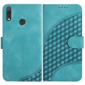 For Huawei Y9 2019 YX0060 Elephant Head Embossed Phone Leather Case with Lanyard(Light Blue)