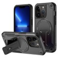 For iPhone 13 Pro MagSafe Holder Armor PC Hybrid TPU Phone Case(Black)
