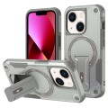 For iPhone 13 MagSafe Holder Armor PC Hybrid TPU Phone Case(Grey)