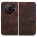 For Sharp Aquos R8 Pro SH-51D YX0060 Elephant Head Embossed Phone Leather Case with Lanyard(Coffee)
