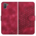 For Sharp Aquos R3 YX0060 Elephant Head Embossed Phone Leather Case with Lanyard(Rose Red)