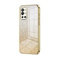For OnePlus 9R Gradient Glitter Powder Electroplated Phone Case(Gold)