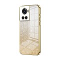 For OnePlus Ace / 10R Gradient Glitter Powder Electroplated Phone Case(Gold)