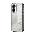 For Realme V30t Gradient Glitter Powder Electroplated Phone Case(Black)