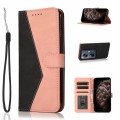For Motorola Moto G14 4G Dual-color Stitching Leather Phone Case(Black Rose Gold)