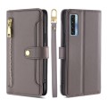 For TCL 20s / 20 5G / 20L / 20L+ Lite Sheep Texture Cross-body Zipper Wallet Leather Phone Case(Grey