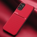 For Samsung Galaxy A05s Classic Tilt Strip Grain Magnetic Shockproof PC + TPU Phone Case(Red)