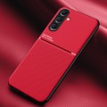 For Samsung Galaxy S24 5G Classic Tilt Strip Grain Magnetic Shockproof PC + TPU Phone Case(Red)