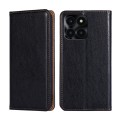 For Honor X6a 4G Gloss Oil Solid Color Magnetic Leather Phone Case(Black)